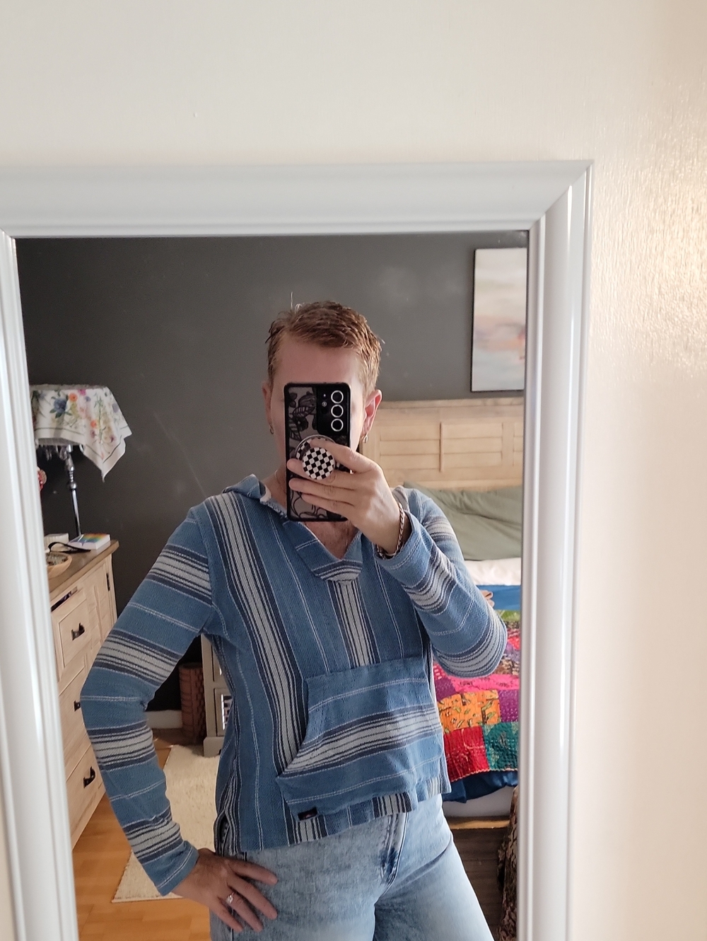 Faherty Terry Hooded Poncho Montauk Blue Serape Sz M - Picture 4 of 13